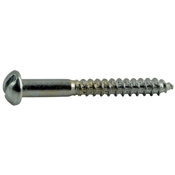 Midwest Fastener Wood Screw, #6, 1-1/4 in, Chrome Steel Round Head Slotted Drive, 45 PK 62186 - main